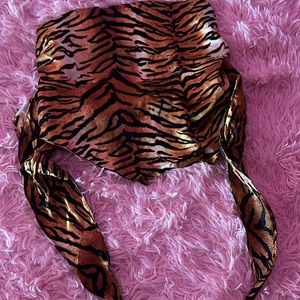Self Tie zebra print silk tube top